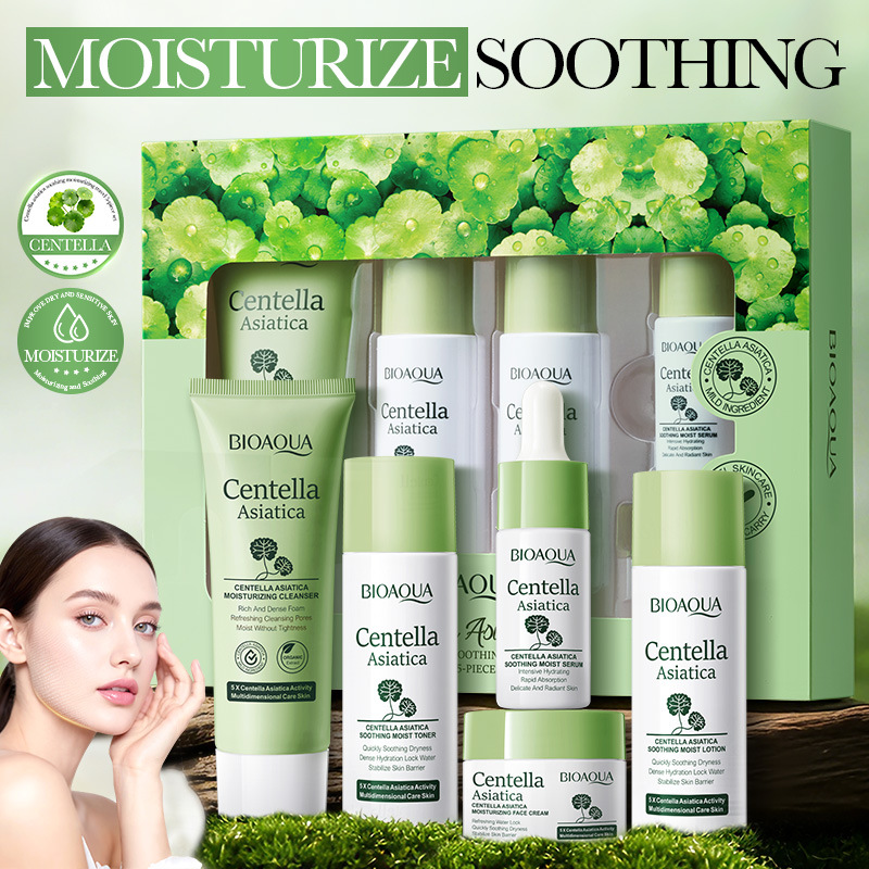 Centella Asiatica Toner - 5-delige BIOAQUA Centella Asiatica huidverzorgingsset: hydraterende